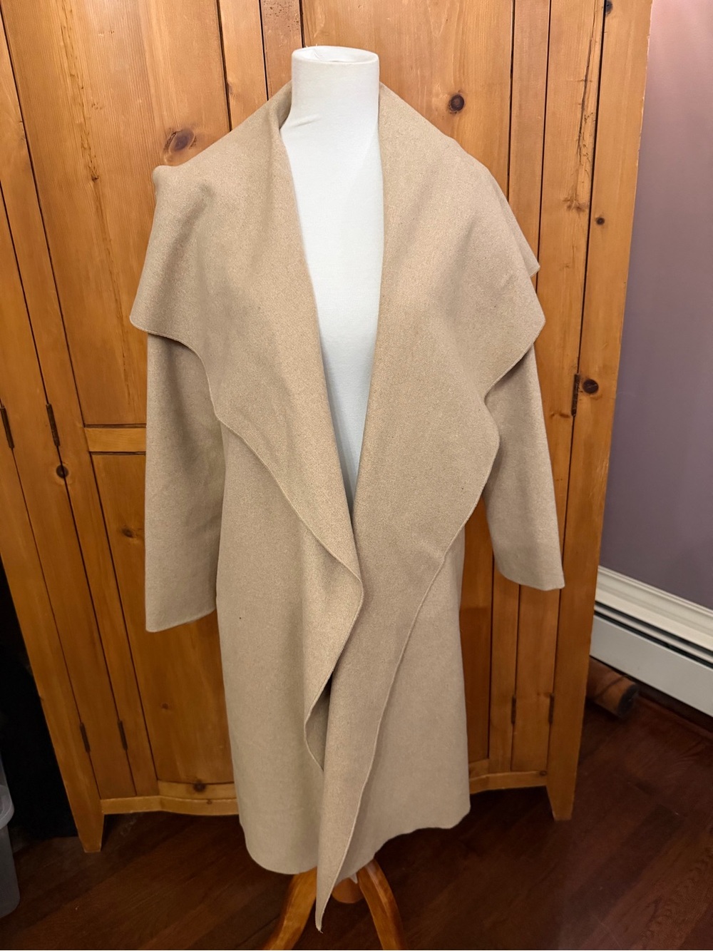 Chicwish Taupe Draped Open-Front Coat